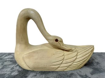 Large Hand-carved Wooden Swan