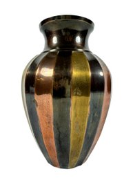 Vintage Striped Alloy Vase