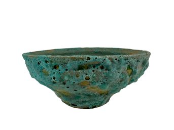 Green & Blue Mid-century Lava Glazed Bowl