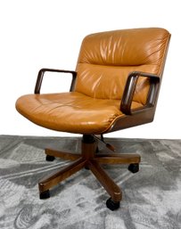 1970s Italian Leather Swivel Chair By Vaghi (A)