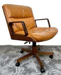 1970s Italian Leather Swivel Chair By Vaghi (B)