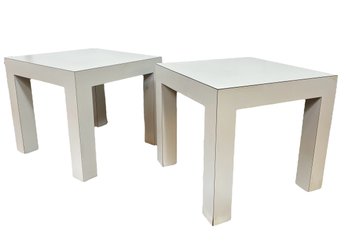 A Pair Of Hefty White Parsons Tables