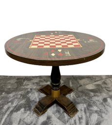 Mid-century Wooden Pedestal Chess/Game Table