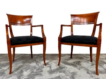 A Pair Of Italian Made Cherry Biedermeier Style Arm Chairs