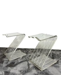 A Pair Of 1970s Lucite 'Z' Tables