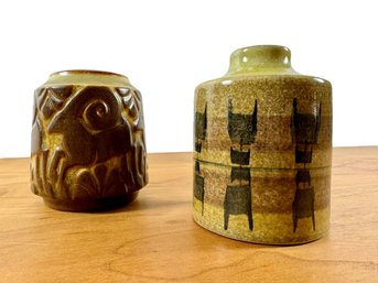 (1) Scandinavian Vase By Michael Andersen & (1) Mid-Century Pottery Vase