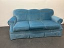 Blue Velvet Three Cushion Couch