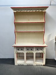 Hand Made Uncle Tom's Two Piece Painted Stenciled Hutch