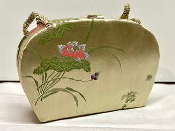 Silk Embroidered Gold Evening Bag