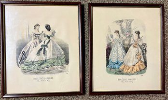 Pair Of Framed Vintage French Fashion Ptints