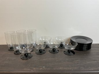 Black Based Tableware - Glasses & Small Plates