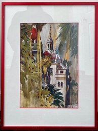 Framed Watercolor Art Print By Don O'Neill - Mission Inn Towers, Riverside, California