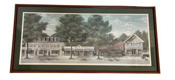 Signed And Numbered 299/900 DARIEN, CT Downtown Framed Art Landscape