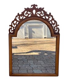 Vintage Wooden Arch-top Beveled Mirror 38.5 H X 28 W