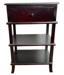 Black Painted Side Table Two Shelves And Top Drawer