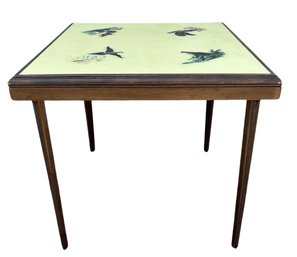 Vintage Folding Card Table With Pheasant Top