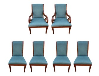 Set Of 6 Elegant Antique Dining Chairs  S/h 19.5'