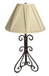 Metallic Table Lamp W/ Bell Shaped Pleated Shade
