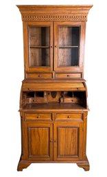Roll Top Oak Desk W Top Display Cabinet.  This Pc Easily Comes Apart To 3-4 Pcs