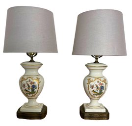 Pair Of Antique Porcelain Lamps 22' H