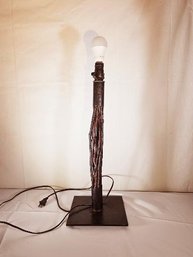 Unique Artist Signed Copper & Wood Lamp