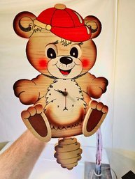 Vintage Bear Wall Clock With Pendulum