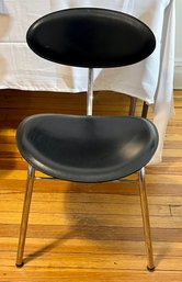 Arrben Italy Black Leather And Chrome MCM Chair