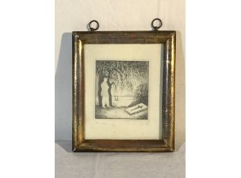 Antique Napoleon At His Tomb Print, Framed
