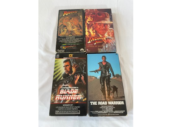 VHS Lot - Indiana Jones - Raiders Of The Lost Ark And Temple Of Doom, Blade Runner, The Road Warrior
