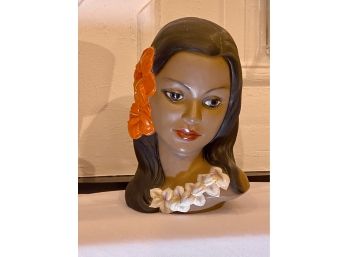 Vintage Mid Century Ceramic Hawaiiana Bust