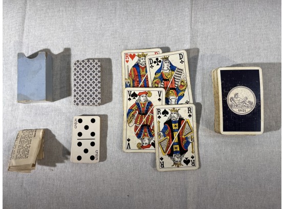 Antique Domino Cards (U.S. 1906) & Vintage French Playing Cards (52 Count)