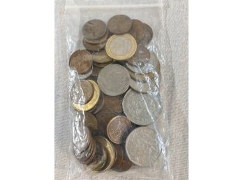Lot Of World Coins, Tokens, And Wheat Pennies