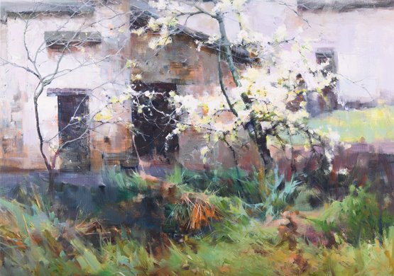 Modernist Original Oil 'Spring Landscape'