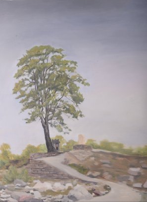 'Landscape With Tree' Plein Air Oil Painting