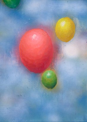 Huge Modernist Original Oil Painting 'Balloons'
