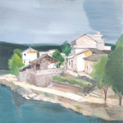 Post Impressionist Original Oil Painting 'Lake Landscape'