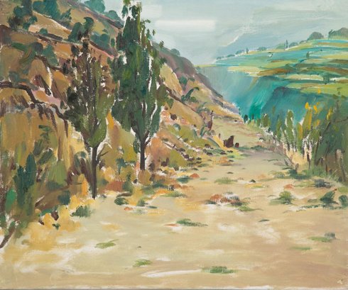 Post Impressionism Original Oil Painting 'Mountain Landscape'