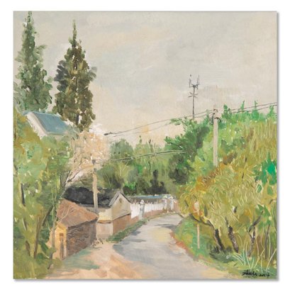 Expressionist Original Oil On Canvas 'Pathway Landscape'
