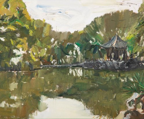 Expressionist Original Oil On Canvas 'Green Lake'
