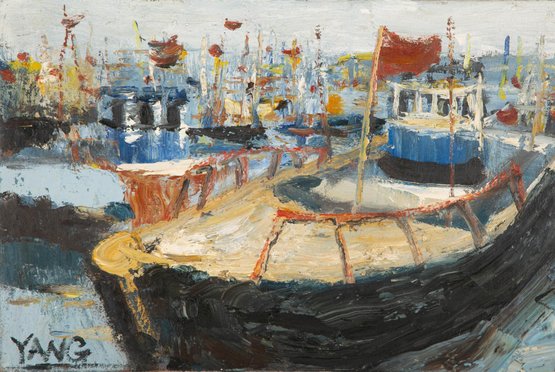 Post Impressionist Original Painting 'Port Landscape'