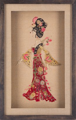 Antique Chinese Collage Mixed Media On Paper