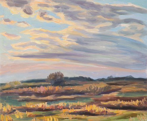 Post Impressionist Original Oil Painting 'Clouds Landscape'