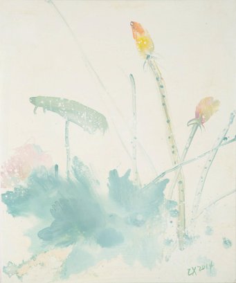 Expressionist Original Oil Painting 'Lotus Landscape'