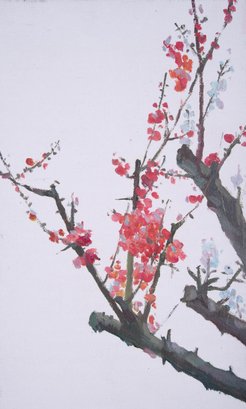 Original Oriental Oil Painting 'Red Plum'