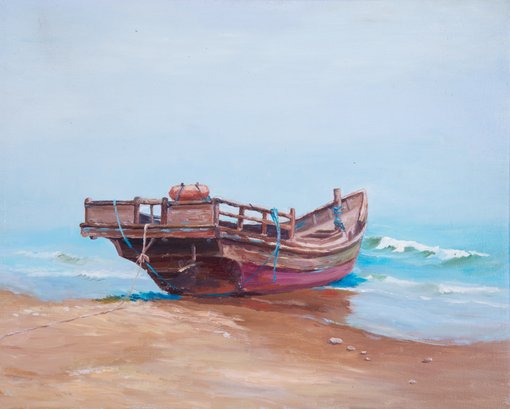 Original Realist Oil Painting 'Old Boat'