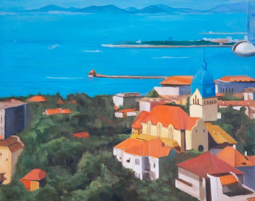 Original Modernist Oil Painting 'Coast Scene'