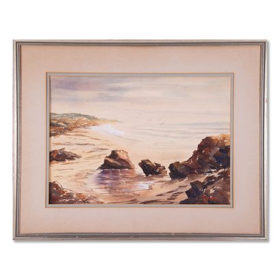 Early 20th Century Original Watercolor 'Beach Scene'