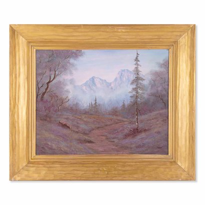 Vintage American Original Oil Painting 'Mountain Landscape'