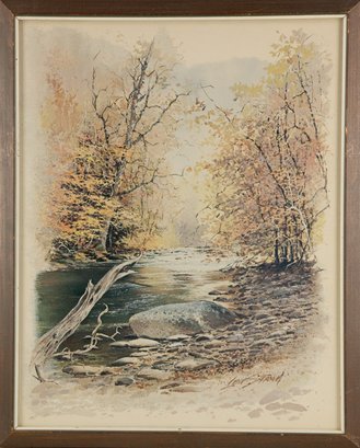 Lew Stamm Print Landscape 'Autumn's Stream'