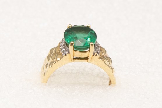 Green Sapphire 10k Gold Ring